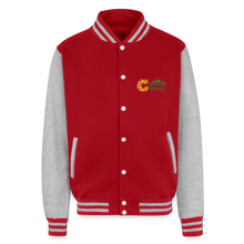 Load image into Gallery viewer, Just Hoods Heavyweight Letterman Jacket - red/heather grey