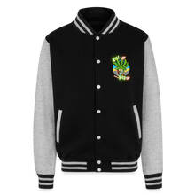 Load image into Gallery viewer, Just Hoods Heavyweight Letterman Jacket - black/heather grey