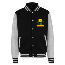 Load image into Gallery viewer, Just Hoods Heavyweight Letterman Jacket - black/heather grey