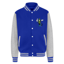 Load image into Gallery viewer, Just Hoods Heavyweight Letterman Jacket - royal/heather grey