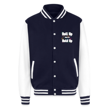 Load image into Gallery viewer, Just Hoods Heavyweight Letterman Jacket - navy/white