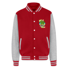 Load image into Gallery viewer, Just Hoods Heavyweight Letterman Jacket - red/heather grey