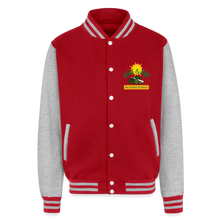 Load image into Gallery viewer, Just Hoods Heavyweight Letterman Jacket - red/heather grey