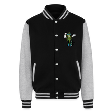 Load image into Gallery viewer, Just Hoods Heavyweight Letterman Jacket - black/heather grey