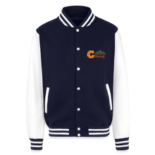 Load image into Gallery viewer, Just Hoods Heavyweight Letterman Jacket - navy/white
