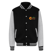 Load image into Gallery viewer, Just Hoods Heavyweight Letterman Jacket - black/heather grey
