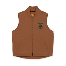 Load image into Gallery viewer, Embroidered Washed Duck Cloth Vest — Durable Workwear Vest with Green Camo Patch
