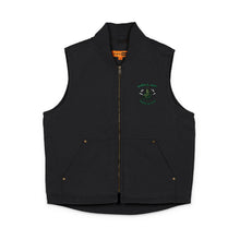Load image into Gallery viewer, Embroidered Washed Duck Cloth Vest — Durable Workwear Vest with Green Camo Patch
