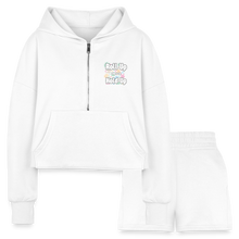 Load image into Gallery viewer, Women’s Cropped Hoodie &amp; Jogger Short Set - white
