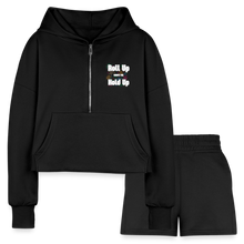Load image into Gallery viewer, Women’s Cropped Hoodie &amp; Jogger Short Set - black
