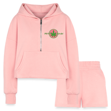 Load image into Gallery viewer, Women’s Cropped Hoodie &amp; Jogger Short Set - light pink
