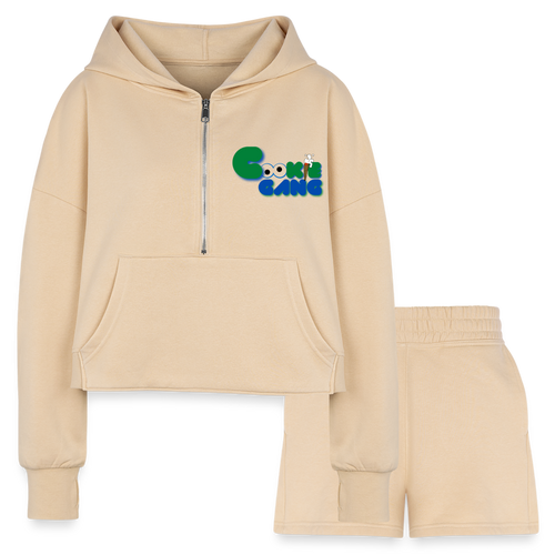 Women’s Cropped Hoodie & Jogger Short Set - nude