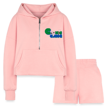 Load image into Gallery viewer, Women’s Cropped Hoodie &amp; Jogger Short Set - light pink
