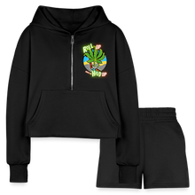 Load image into Gallery viewer, Women’s Cropped Hoodie &amp; Jogger Short Set - black
