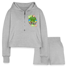 Load image into Gallery viewer, Women’s Cropped Hoodie &amp; Jogger Short Set - heather gray
